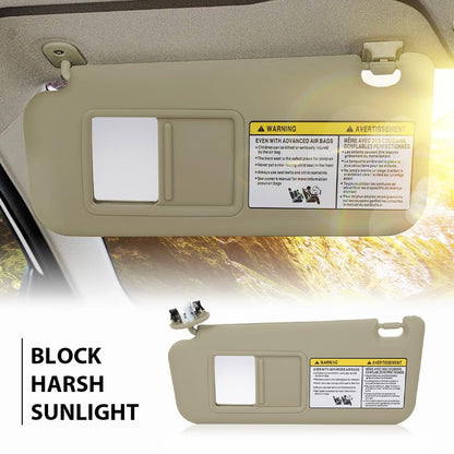 G-PLUS Beige Left Side Sun Visor with Mirror Compatible with Toyota RAV4 2006-2013 74320-42501-A1