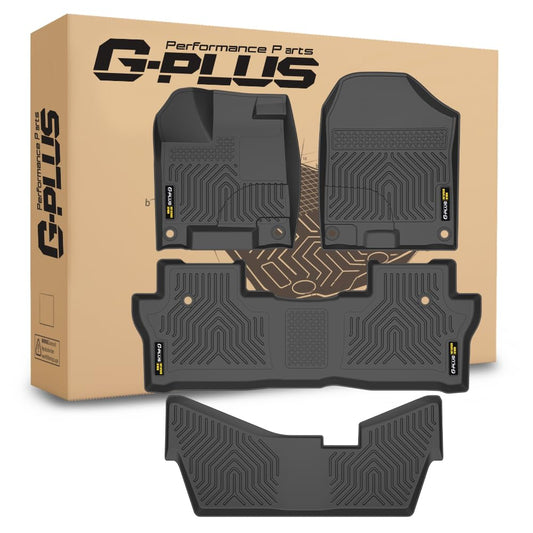G-PLUS Floor Mats 4PCS Compatible with 2016-2022 Honda Pilot 8 Passenger Models(No Elite Models) TPE Custom Fit All Weather Protection Floor Cargo Liner Accessories 1st & 2nd & 3rd Black Car Mats