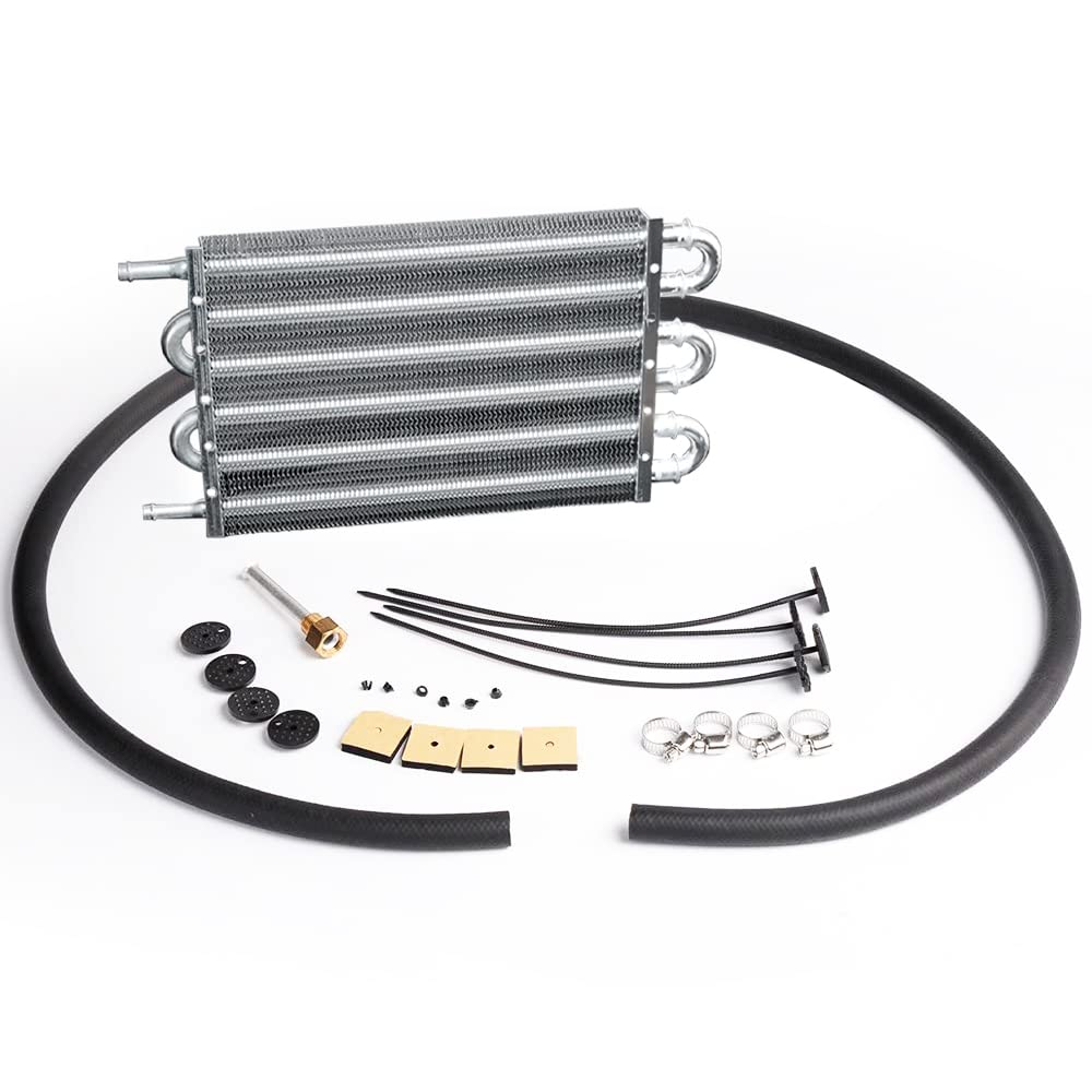 G-PLUS 6 Row AN6 Aluminum Engine Transmission Racing Oil Cooler with Mounting Kit Silver, Compatible with Universal Car Truck Trans Full