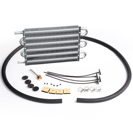 G-PLUS 6 Row AN6 Aluminum Engine Transmission Racing Oil Cooler with Mounting Kit Silver, Compatible with Universal Car Truck Trans Full