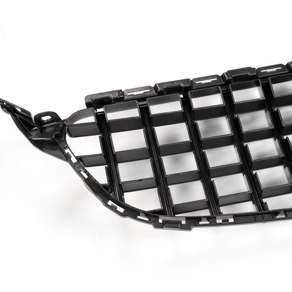 Front Bumper Upper Grille Compatible with C Class C200 C250 C300 C350 W205 2015 2016 2017 2018 AMG GT R Style Chrome Black Hood Grill (Without Camera Hole)