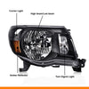G-PLUS Headlights Assembly Front Headlamp Left & Right W/o Bulbs, Compatible with Toyota Tacoma 2005-2011 TO2502157, TO2503157 Bumper Headlamps, Clear Lens Black Housing Amber Reflector