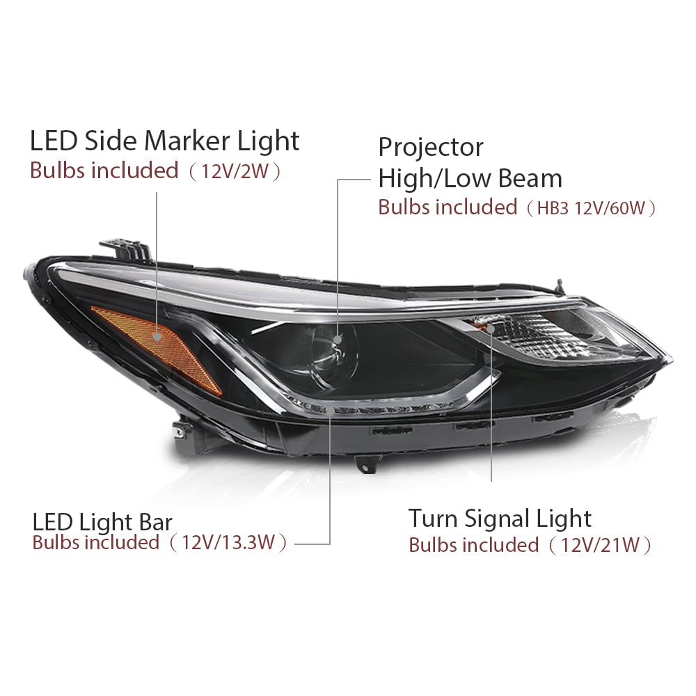 G-PLUS LED DRL Headlights Assembly w/Bulbs Driver and Passenger Compatible with Chevy Cruze 2016-2019 42680785 42680786 84106695 84156516 Bumper Headlamps,faros delanteros