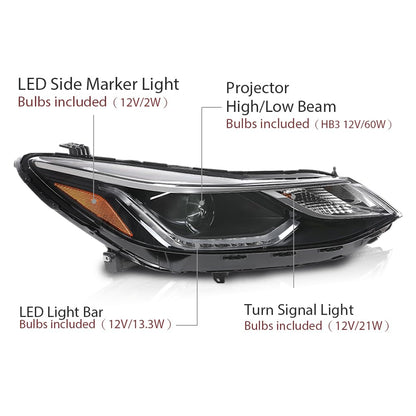 G-PLUS LED DRL Headlights Assembly w/Bulbs Driver and Passenger Compatible with Chevy Cruze 2016-2019 42680785 42680786 84106695 84156516 Bumper Headlamps,faros delanteros