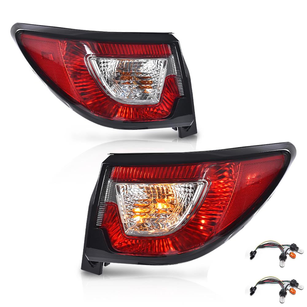G-PLUS Tail Lights Assembly w/Bulbs Compatible with Chevy Traverse 2013 2014 2015 2016 2017 Left & Right Outer Rear Brake Lamps Luces Traseras, 84266020, Red Lens