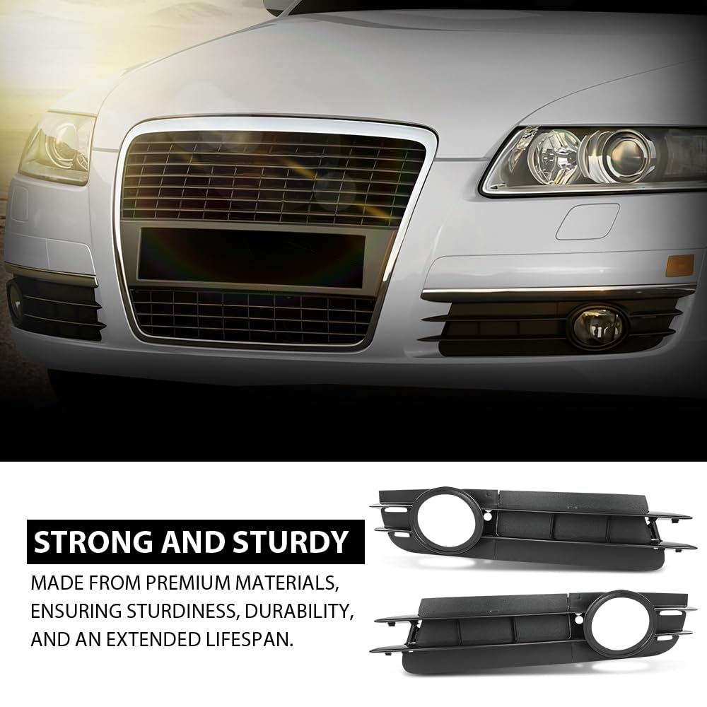 G-PLUS Pair Fog Light Trim, Compatible with Audi A6 Base 2006-2008/ A6 Quattro Base 2005-2008, Left Driver & Right Passenger Side 2PCS, 4F0807682A01C, 4F0807681A01C