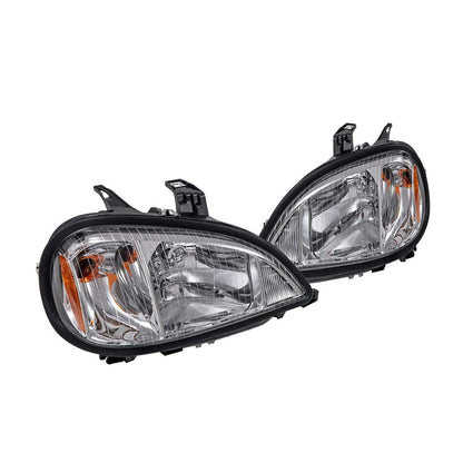 G-PLUS Headlights Assembly, Compatible with 2005-2012 Freightliner Columbia Models Bumper Headlamps, Smoky Lens Chrome Housing Amber Reflector