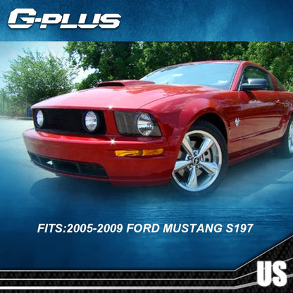 G-PLUS Front Headlight Lenses Cover Compatible with 2005-2009 Mustang,(NOT ForShelby GT500 Models),Chrome Housing A Pair Left & Right Side (Smoky Lens)