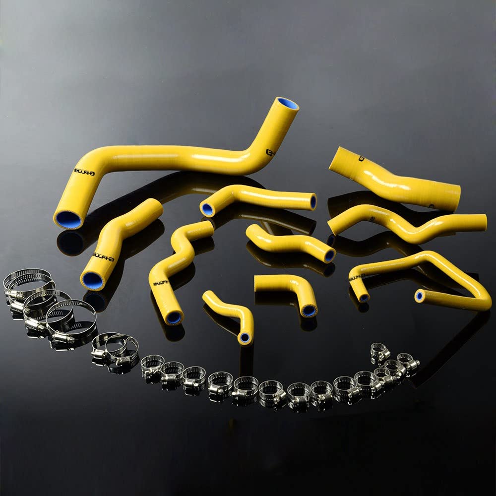 G-PLUS Silicone Radiator Hose Kit Compatible With Nissan Silvia 200SX 240SX S13 S14 S15 SR20DET,Yellow