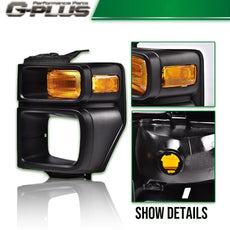 G-PLUS Headlight Trim Bezel with Signal Light for Ford E150 E250 E350 2008-2019 Side View