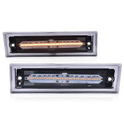 G-PLUS LED Smoke Lens Amber Front Side Marker Light Lamp Compatible with Chevy C10 C20 C30 GMC 1981-1991 GM2550115, GM2551107