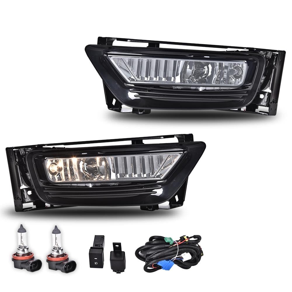G-PLUS Fog Light Lamps W/Switch Bulbs Bezel Driver & Passenger Pair Compatible with Honda Accord Sedan 2013-2015 Not Fit 2 Door Coupe Models Not Fit Hybrid Models 33900T2AA01, 33950T2AA01 Smoky Lens