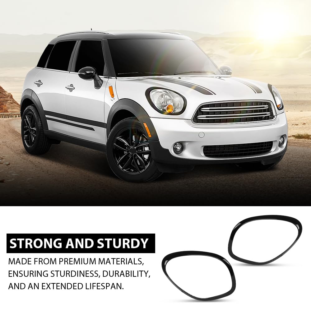G-PLUS Headlight Bezels Set Compatible with 2011-2016 Mini Cooper Countryman Driver & Passenger Side Left&Right 51139812899, 51139812900, MC2506102, MC2507102 Glossy Black