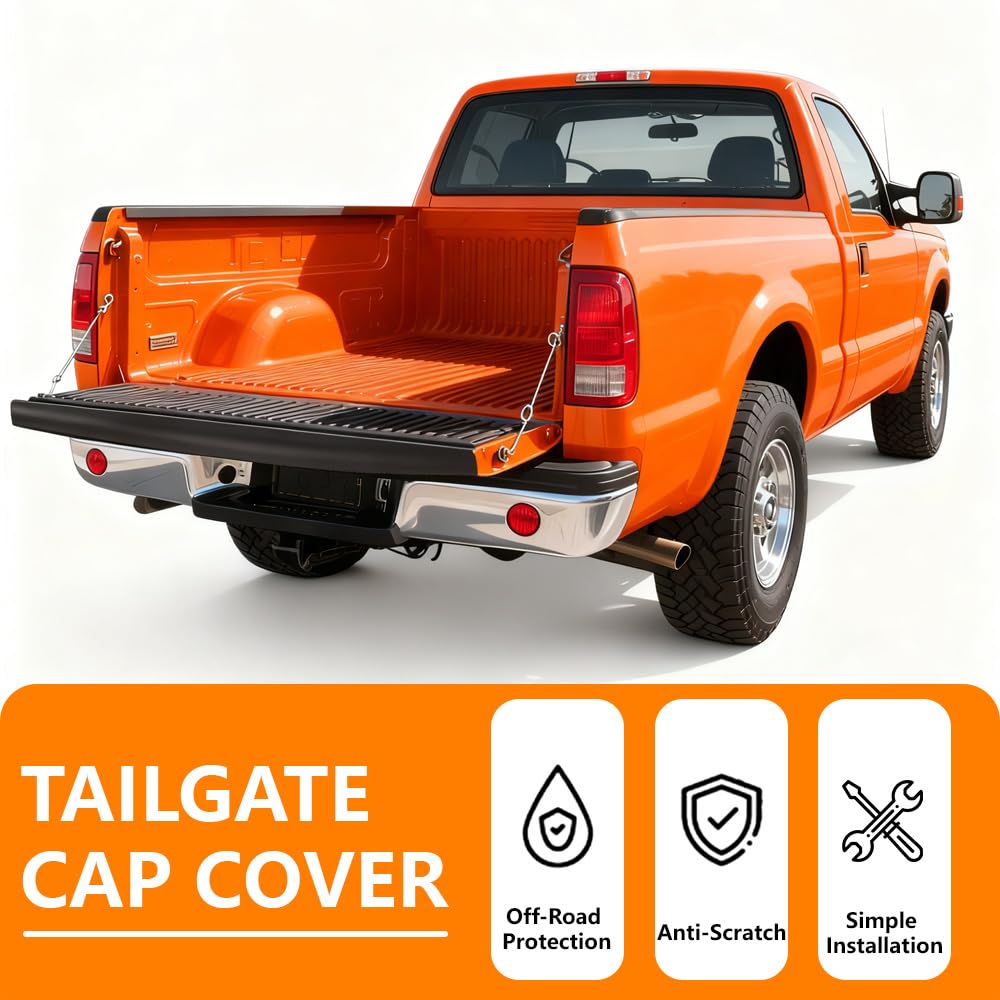 G-PLUS Tailgate Upper Protector Moulding Trim Compatible for 1999-2007 Ford F250 F350 F450 Super Duty Models only Tailgate Upper Moulding Cap Protector Spoiler Black 62.5" Length