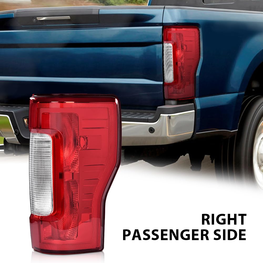 G-PLUS Rear Right Tail Light Assembly w/o Bulbs Fit Ford F250 F350 Super Duty 2017 2018 2019, Right Passenger Side Rear Lamp Assembly, Red Lens Chrome Housing, FO2801256