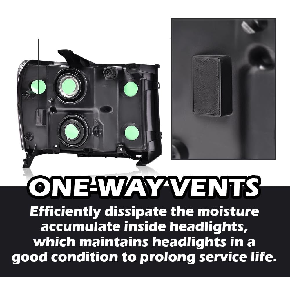 G-PLUS Tube Projector Headlights Assembly Fit GMC Sierra 1500 2007-2013 /Fit GMC Sierra 2500HD 3500HD 2007-2014 Headlamps Clear Lens Black Housing Clear Reflector Left & Right,faros delanteros