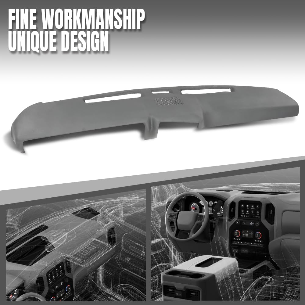 G-PLUS Dashboard Dash Cover Compatible with Ford F100 F150 F250 F350 Bronco 1980 1981 1982 1983 1984 1985 1986, Light Gray