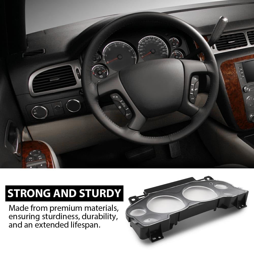G-PLUS Gauge Cluster Lens Cover Trim Chrome Compatible with Chevy Silverado GMC Sierra Tahoe 2007-2013 10-0004B Black