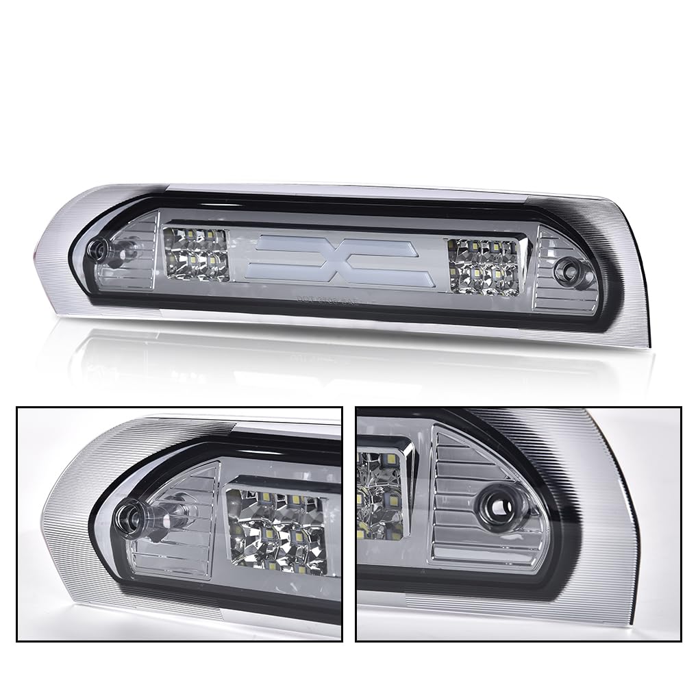 G-PLUS LED Third Brake Light Compatible With 02-09 Dodge RAM, 3RD LED Bar Brake/Cargo Light,Type X (Smoky lens Chrome Housing Amber Reflector)