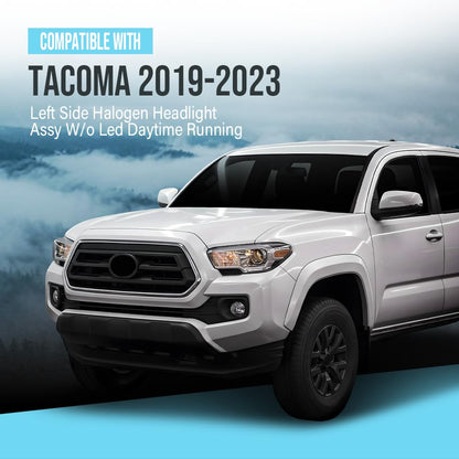 G-PLUS Headlight Assembly Left Side Compatible with Toyota Tacoma SR5 Crew Cab/Extend Cab Pickup 2019-2023 White and Black