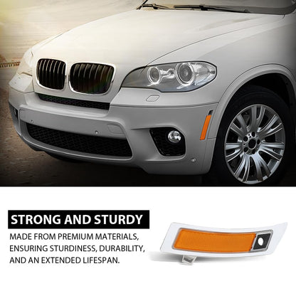 G-PLUS Pair Front Bumper Reflector Side Marker Light, Compatible with BMW X5 2011-2013 (submodel: xDrive35d, xDrive35i, xDrive50i), LH Driver & RH Passenger Side 2PCS, BM1084104, 63147274434