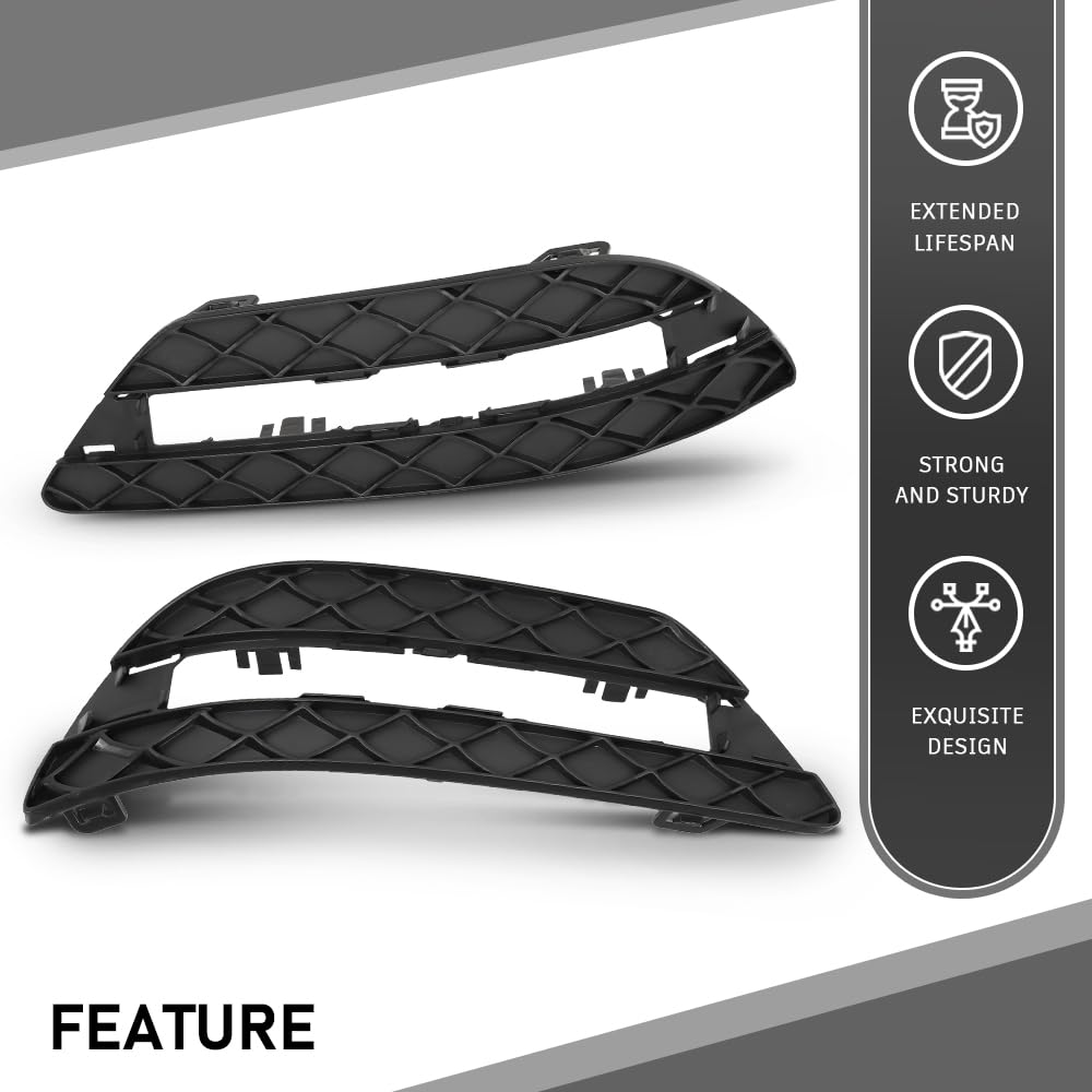 G-PLUS Pair Fog Light Cover Bezel Bumper Grille, Compatible with Benz C250 C300 C350 2012-2015, LH Driver & RH Right 2PCS, 2048851453, 2048851353