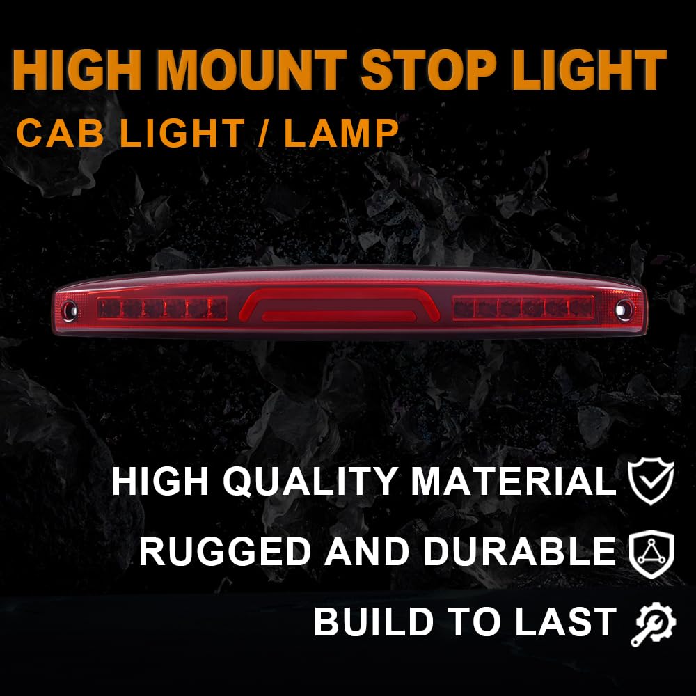 G-PLUS LED Third 3rd Brake Light Compatible with Dodge Ram 2500 3500 2003-2006 High Mount Stop Cargo Lamp Red Lens Chrome Housing 05086509AA