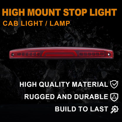 G-PLUS LED Third 3rd Brake Light Compatible with Dodge Ram 2500 3500 2003-2006 High Mount Stop Cargo Lamp Red Lens Chrome Housing 05086509AA