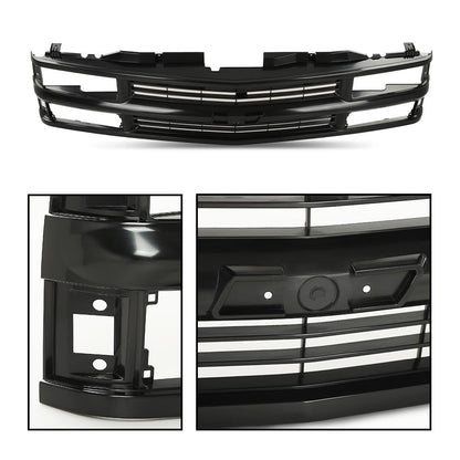 G-PLUS Front Bumper Grille Grill Black Compatible with Chevy Silverado Blazer C/K 1500 2500 3500 Suburban Tahoe 1994-2000 For Models with Composite Headlights 15981092 GM1200239