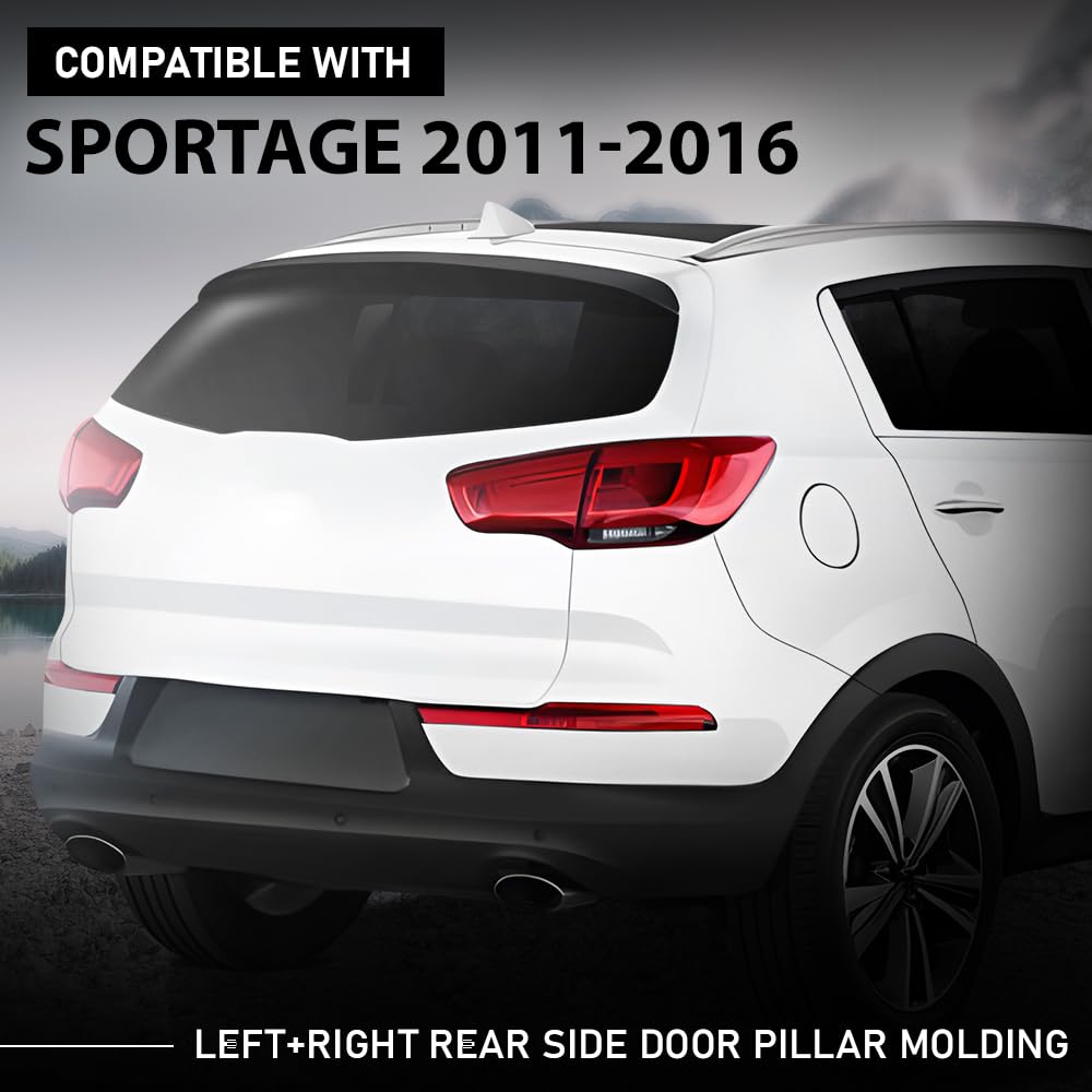 G-PLUS Pair Rear Door C Pillar Molding, Compatible with Kia Sportage 2011-2016, LH Driver & RH Passenger 2PCS, Chrome, 832703W000, 832803W000, 83270-3W000, 83280-3W000