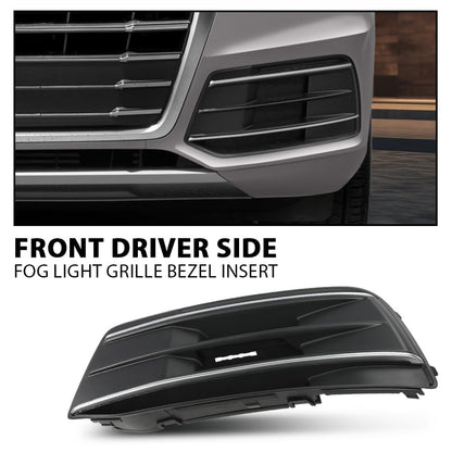 G-PLUS Front Bumper Fog Light Grille Bezel Insert Left Driver Side Compatible with Audi Q5 2018-2020 80A807679DRU6 80A807245