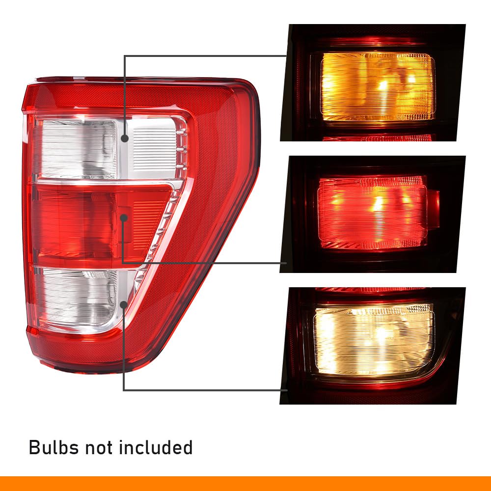 G-PLUS Tail Light Brake Lamp w/o Bulb Right Passenger Compatible with Ford F150 XL 2021-2023,Fit w/Factory Incandescent and w/o Blind Spot Tail Light Models Only Luces TraserasAssembly