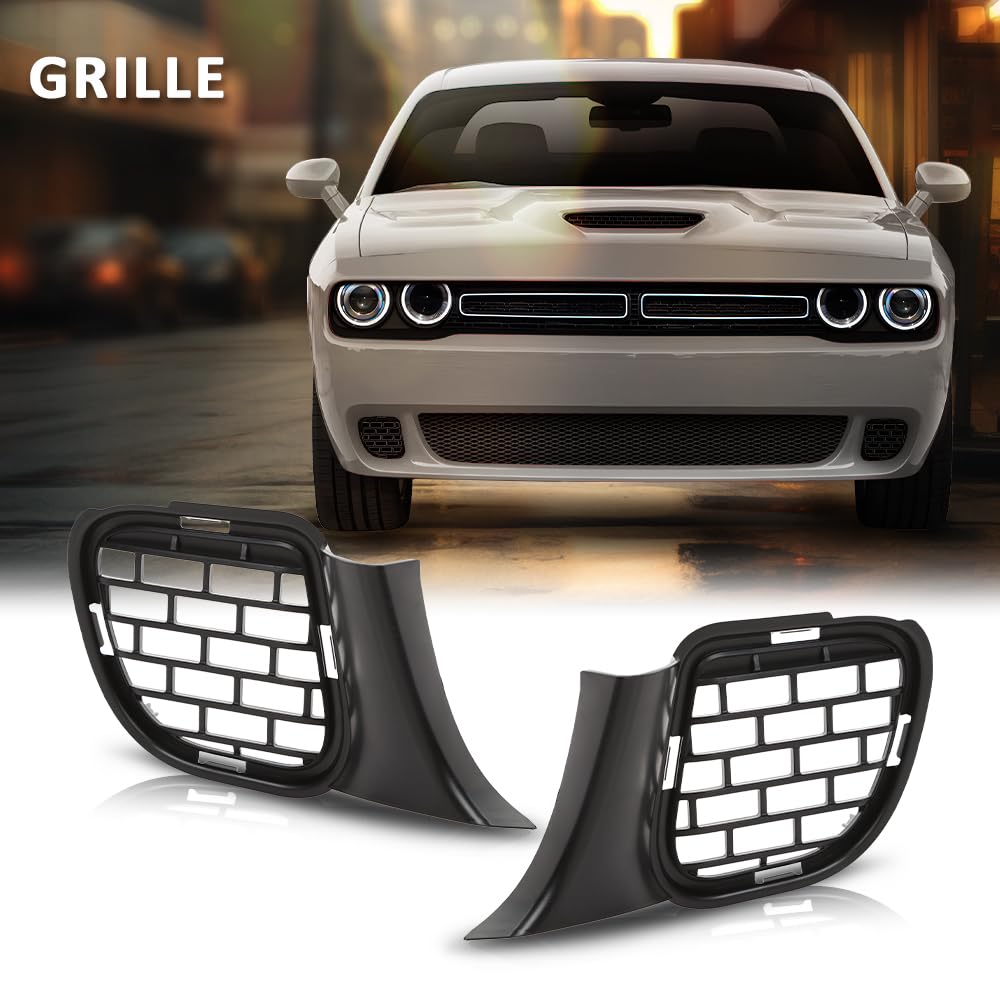 G-PLUS Fog Light Covers Pair Compatible with Dodge Challenger Hellcat or Widebody Models 2015-2023 Black