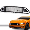G-PLUS Mesh Front Bumper Upper Hood Grille Grill w/DRL LED Accent Vent Lights Compatible with Ford Mustang 2015-2017