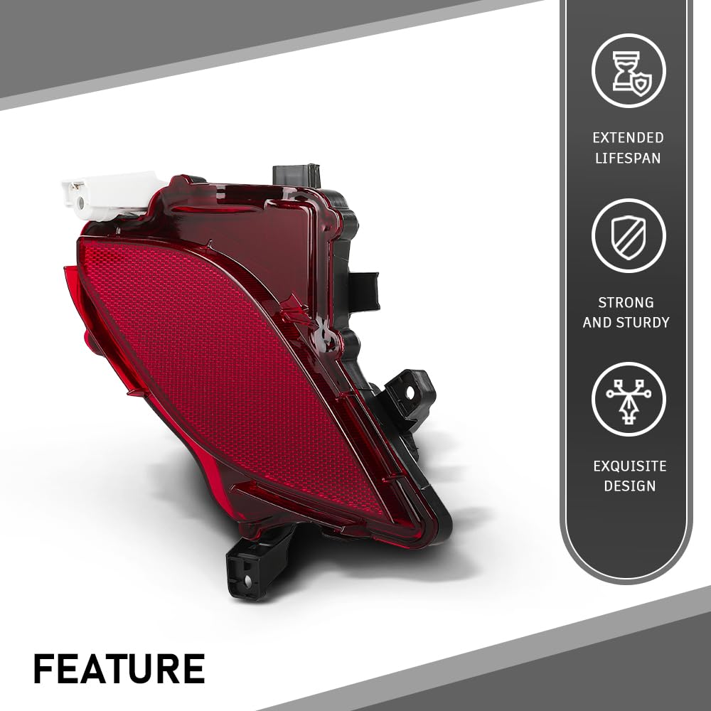 G-PLUS Rear Bumper Reflector Passenger Side RH Compatible with Toyota Highlander XSE/Hybrid Bronze Edition 2020-2023 81480-0E060, 814800E060, TO1185117 Red