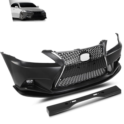 G-PLUS Black Lexus IS Front Bumper Kit + Lip + Plate (2006-2013 LX IS IS250 IS350 & 14+ F-Sport)