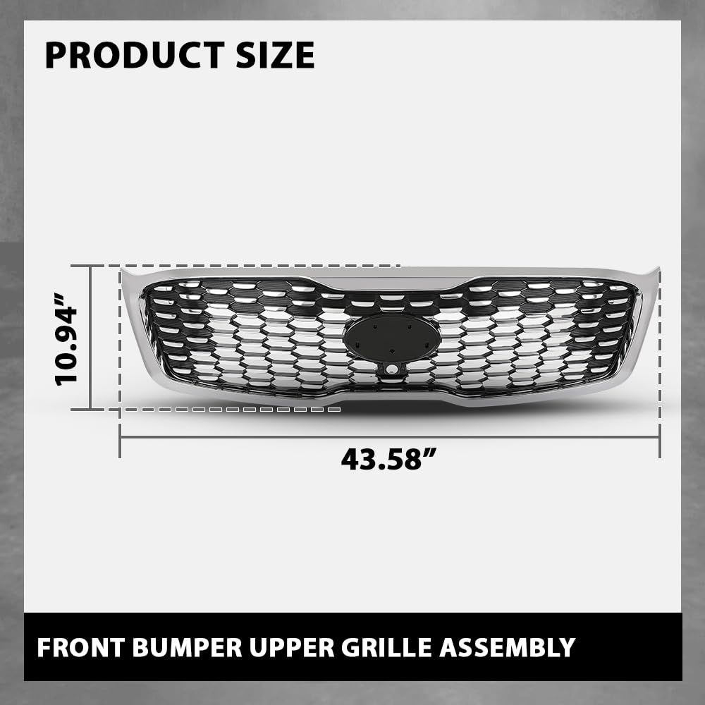 G-PLUS Front Bumper Upper Grille Assembly With Camera Hole Compatible with Kia Sorento 2019-2020 86380-C5800, 86380C5800 Chrome Black