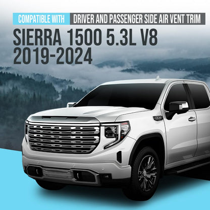 G-PLUS Front Driver Passenger Side Fender Vent Ornament Compatible with GMC Sierra 1500 2019 2020 2021 2022 2023 2024 with 5.3L V8 84431313, 84431313, 84431312, 84431312 Black
