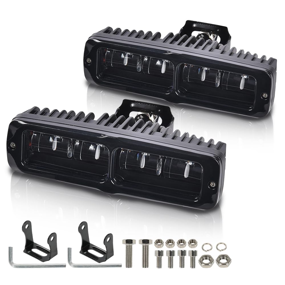 G-PLUS 2pcs 6 Inch LED Work Light Bar with Bracket LED Pods Fog Light Compatible with Pickup Wagon UTB Cab ATV SUV Truck Boat Bus/Sport Utility 4WD 4X4 Mining Marine Car Excavator