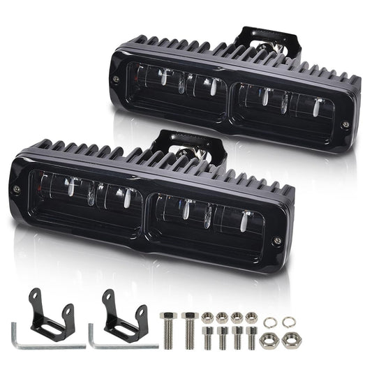G-PLUS 2pcs 6 Inch LED Work Light Bar with Bracket LED Pods Fog Light Compatible with Pickup Wagon UTB Cab ATV SUV Truck Boat Bus/Sport Utility 4WD 4X4 Mining Marine Car Excavator