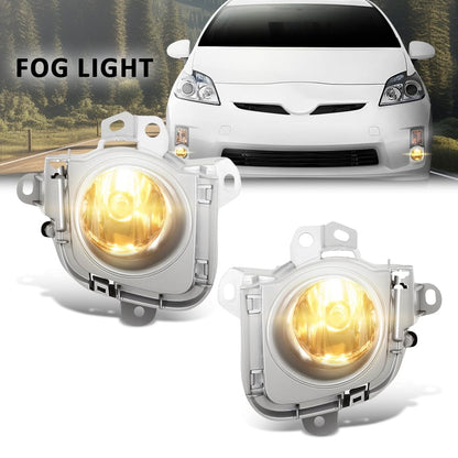 G-PLUS Pair Fog Lights Front Bumper Lamps with Bulbs+Wiring Compatible with Toyota Prius 2010 2011 SC2592100, TO2592123, SC2593100, TO2593123 White