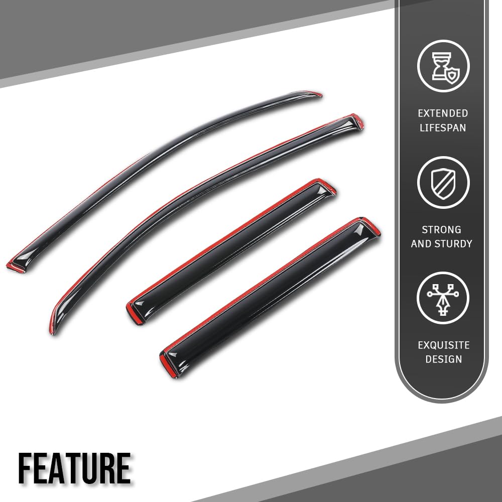G-PLUS in-Channel Auto Vent Window Visor 4PCS Compatible with Honda Ridgeline 2017-2025 in-Channel Rain Guards Smoke