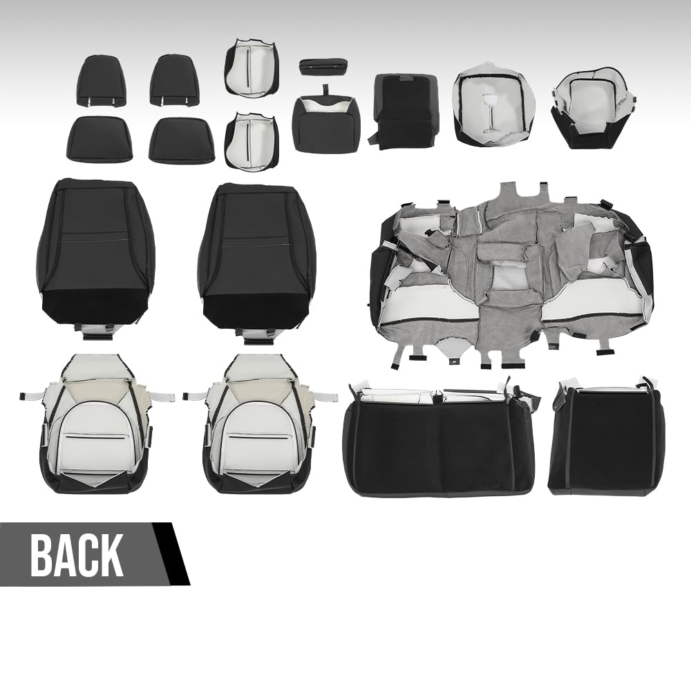 G-PLUS Seat Covers Full Kit Factory Style Compatible with Chevy Silverado 1500/2500/3500 LT, Custom and Trailboss Crew Cab New Body Style 2019 2020 2021 Black