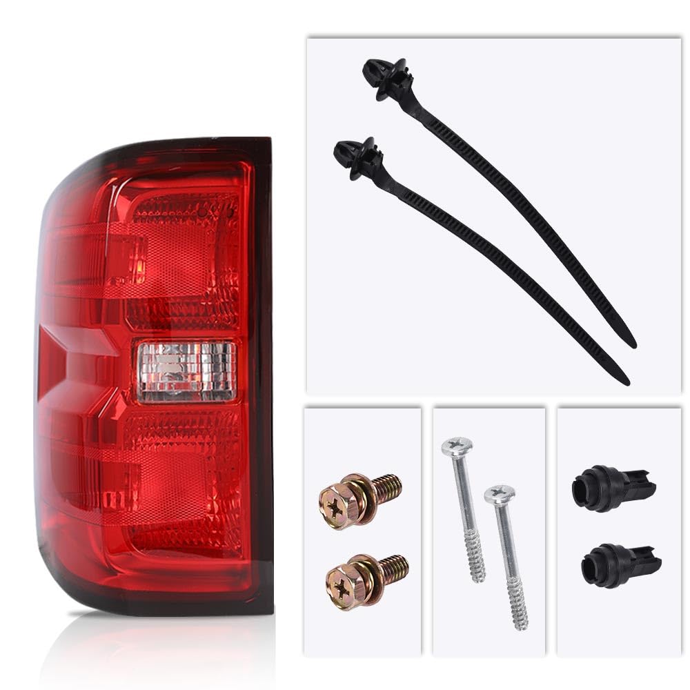 G-PLUS Tail Lights Assembly W/o Bulbs Red Lens Compatible with Chevy Silverado 2014-2019/Fit GMC Sierra 2015-2019 Tail Lamps Brake Lamp Driver Side Luces Traseras Rear Brake Lamps Assembly