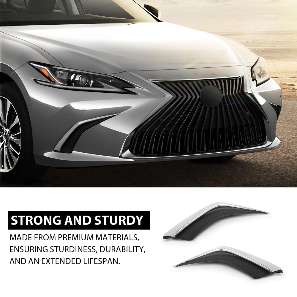 G-PLUS Bumper Trims Front LH&RH Pair Fit LX ES250 F Sport 2023-2024, Fit Model Without F Sport Package 5310506010, 5310606010, LX1039128, LX1038128 Chrome and Black