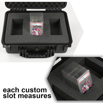 G-PLUS Graded Card Storage Box Fit BGS PSA SGC FGS Graded Sports Trading Cards, Hold 75 Graded Cards or 250 Ungraded Cards Heavy Duty Weatherproof Case Red And Black