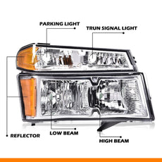 G-PLUS Headlights for Chevy Colorado GMC Canyon 2004-2012 Clear Chrome Amber Product Details