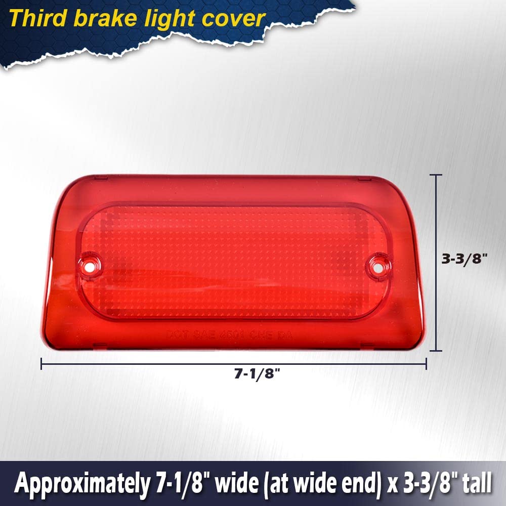G-PLUS 3rd Brake Light Lens Cover Compatible with1994-2004 Chevy S10 /GMC Sonoma,ONLY for Standard or Crew Cab,Automotive Brake Lamp Lens Cover