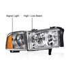 G-PLUS Headlights Lamps Fit Dodge Ram 1500 1994-2001/Fit Dodge Ram 2500 3500 1994-2002,Not fit Ram Sport,Clear Lens Chrome Housing Amber Reflector w/o Bulbs Bumper Headlamps,faros delanteros Assembly