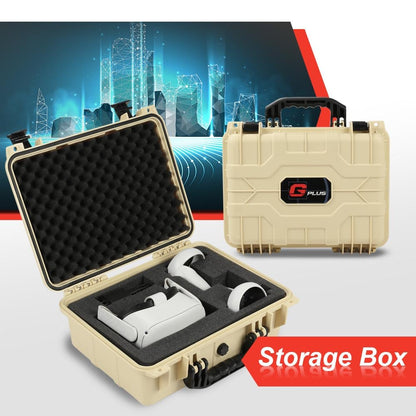 G-PLUS Hard VR Headset Carrying Case w/Foam Block Dividers,Waterproof Protector Storage Box Compatible with Meta Quest 3S/Quest 3/Quest 2,Travel Portable Case Fit Oculus Quest 3/Quest 2 Beige Color